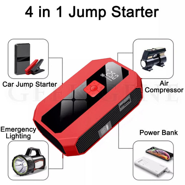 Planet Gates White / france New 1200A 26800mAh Car Jump Starter 4 In 1 Pump Air Compressor Starting Device Power Bank 12V Digital Tire Inflator 150PSI