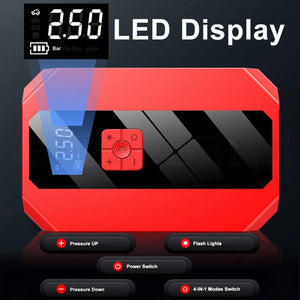 Planet Gates White / france New 1200A 26800mAh Car Jump Starter 4 In 1 Pump Air Compressor Starting Device Power Bank 12V Digital Tire Inflator 150PSI