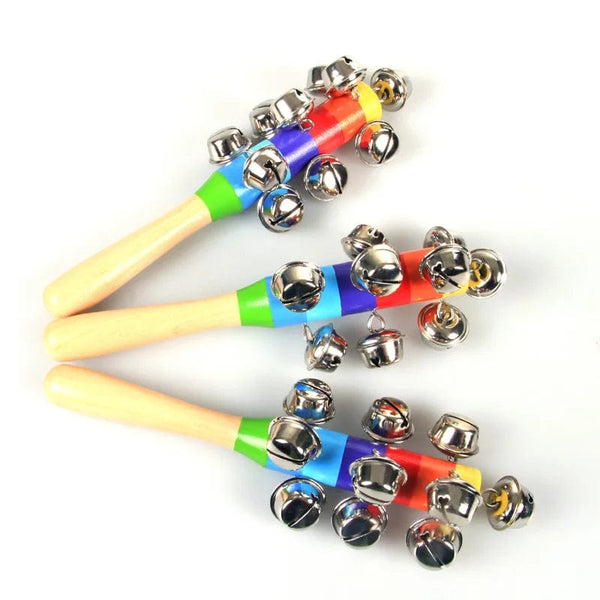 Planet Gates WHITE Free Shipping Colorful Rainbow Hand Held Bell Stick Wooden Percussion Musical Toy for KTV Party Kids Game Wholesale Retail