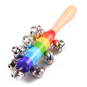 Planet Gates WHITE Free Shipping Colorful Rainbow Hand Held Bell Stick Wooden Percussion Musical Toy for KTV Party Kids Game Wholesale Retail