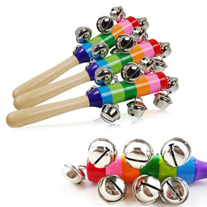 Planet Gates WHITE Free Shipping Colorful Rainbow Hand Held Bell Stick Wooden Percussion Musical Toy for KTV Party Kids Game Wholesale Retail