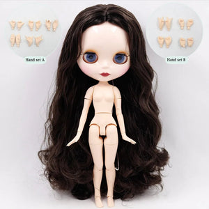 Planet Gates white glossy face ICY DBS Blyth doll No.950 Black hair JOINT body White skin 1/6 BJD customized face with eyebrow ob24 anime girl
