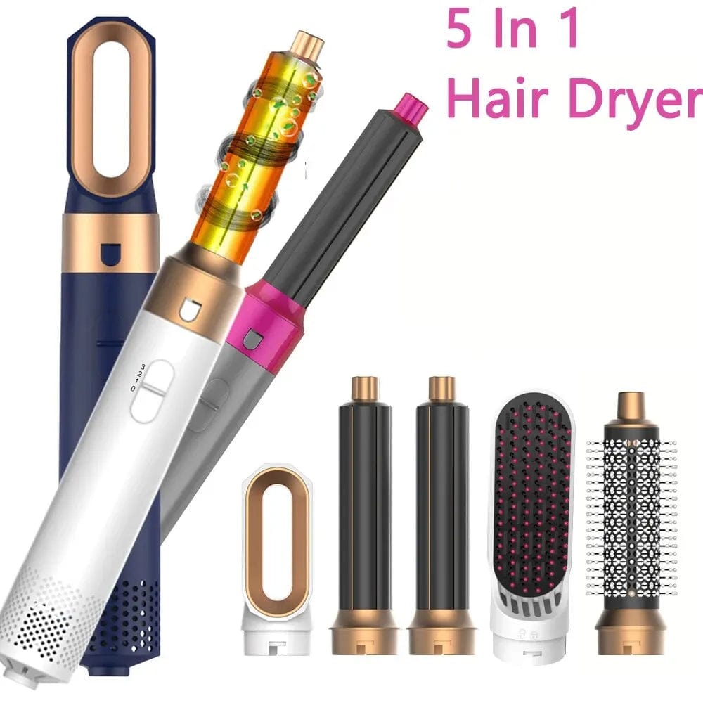 Planet Gates White Gold / EU Professional Air Hair Styler 5 In 1 Low Noise Hair Curling Straightening Hair Drying 1000W Hot Air Brushes