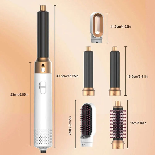 Planet Gates White Gold / EU Professional Air Hair Styler 5 In 1 Low Noise Hair Curling Straightening Hair Drying 1000W Hot Air Brushes