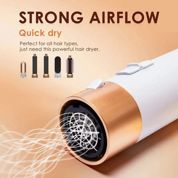 Planet Gates White Gold / EU Professional Air Hair Styler 5 In 1 Low Noise Hair Curling Straightening Hair Drying 1000W Hot Air Brushes