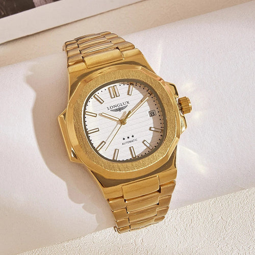 Planet Gates White gold Man watch automatic movement cool wholesale lestainless steel date automatic watch luxury LONGLUX mechanical wrist watches