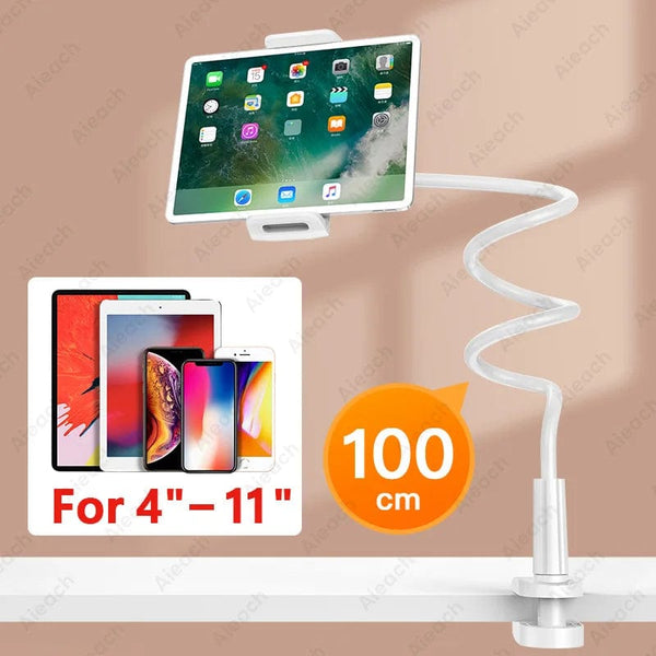Planet Gates White Gooseneck Tablet Mount Holder For Bed Desk Phone Holder Flexible Long Arm Clamp Tablet Stand For iPad Samsung Xiaomi 4.7-11 inch