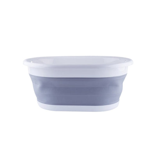 Planet Gates White Grey 1pc Portable Folding Laundry Basket - Perfect for Dirty Clothes, Snacks, and Camping - Convenient and Durable Storage Solution