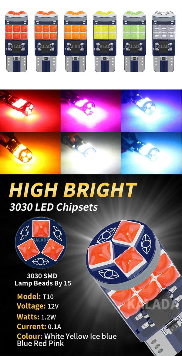 Planet Gates WHITE Guadsun X2 T10 W5W 3030 15SMD 194 LED White 6000K Canbus Super Bright Auto Wedge Lights Turn Side Bulbs Interior Reading Lamp