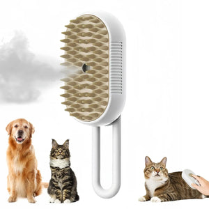 Planet Gates White Handle 3 in 1 Pet Brush Cat Steam Brush Comb Dog Brush Electric Spray Cat Hair Brushes Massage Pet Grooming Hair Removal Combs