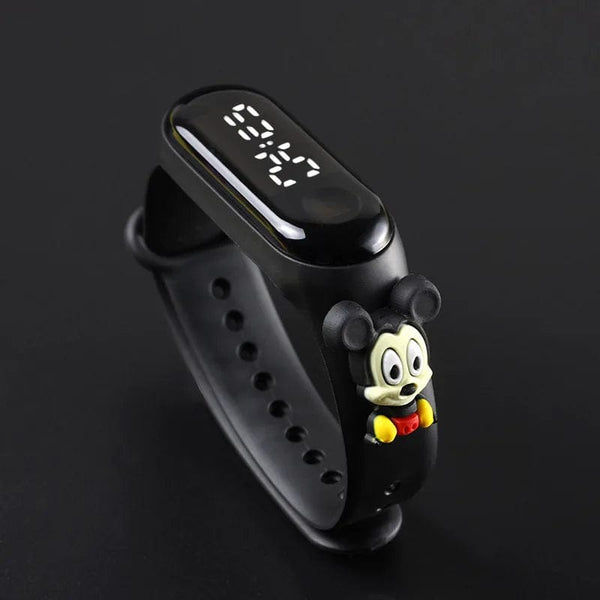 Planet Gates White hei qmn Fashion Mickey Children Watches For Girls Electronic Bracelet Sports Touch LED Spiderman Doll Kids Watch Women Waterproof Clock