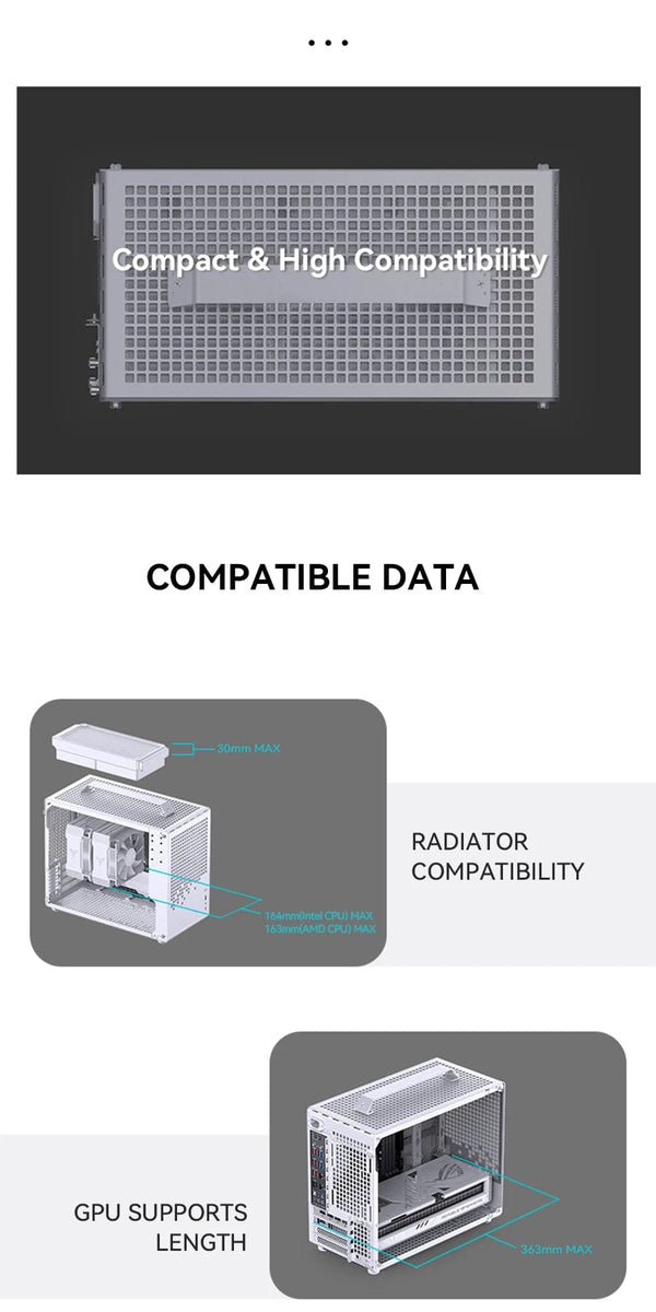 Planet Gates White JONSBO Z20 White Black MATX ATX Chassis 20L Detachable Handle PC Case 163mm Air-Cooled Graphics Card Type-C Desktop 컴퓨터 케이스 Case
