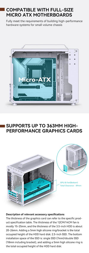 Planet Gates White JONSBO Z20 White Black MATX ATX Chassis 20L Detachable Handle PC Case 163mm Air-Cooled Graphics Card Type-C Desktop 컴퓨터 케이스 Case