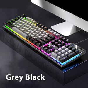 Planet Gates White K500 Wired Gaming Keyboard Mechanical Sensation Laptop Desktops PC Computer Office Accessories 104 Keys RGB Backlight Keyboards