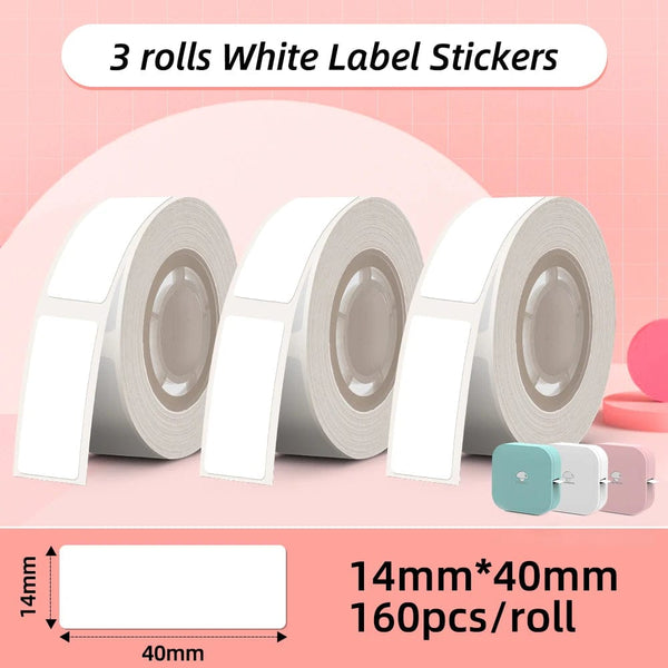 Planet Gates White Label Tape for Phomemo Q30  Printer Paper 3 rolls Label Sticker Paper Roll for Phomemo Labeller Q30 D30 Label Printer