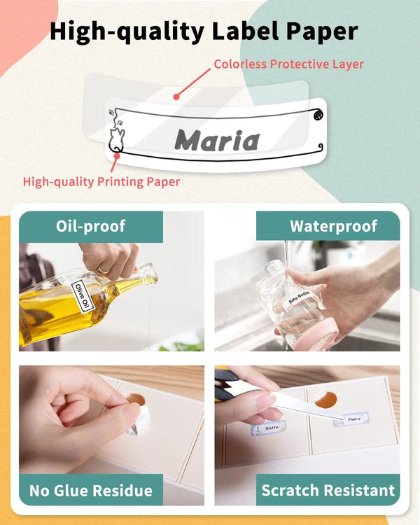 Planet Gates White Label Tape for Phomemo Q30  Printer Paper 3 rolls Label Sticker Paper Roll for Phomemo Labeller Q30 D30 Label Printer