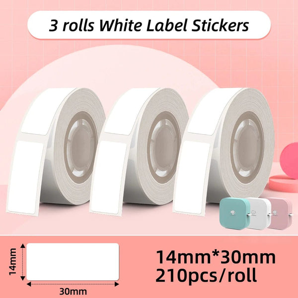 Planet Gates White Label Tape for Phomemo Q30  Printer Paper 3 rolls Label Sticker Paper Roll for Phomemo Labeller Q30 D30 Label Printer