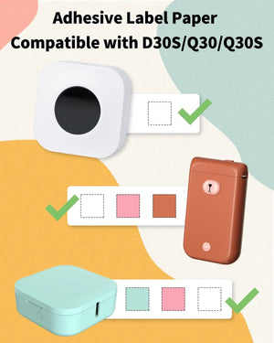 Planet Gates White Label Tape for Phomemo Q30  Printer Paper 3 rolls Label Sticker Paper Roll for Phomemo Labeller Q30 D30 Label Printer