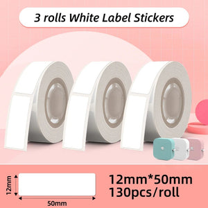 Planet Gates White Label Tape for Phomemo Q30  Printer Paper 3 rolls Label Sticker Paper Roll for Phomemo Labeller Q30 D30 Label Printer