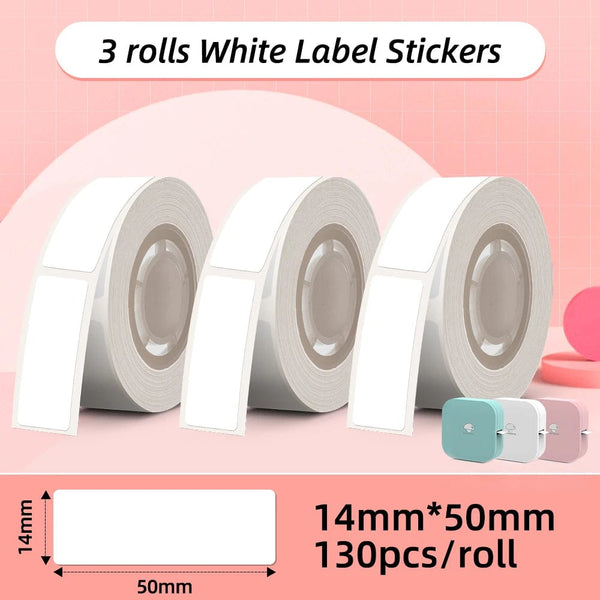 Planet Gates White Label Tape for Phomemo Q30  Printer Paper 3 rolls Label Sticker Paper Roll for Phomemo Labeller Q30 D30 Label Printer