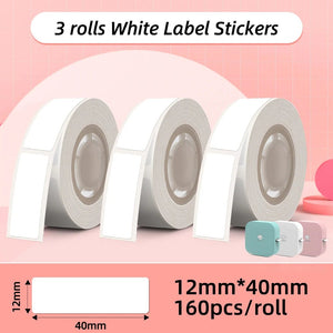 Planet Gates White Label Tape for Phomemo Q30  Printer Paper 3 rolls Label Sticker Paper Roll for Phomemo Labeller Q30 D30 Label Printer