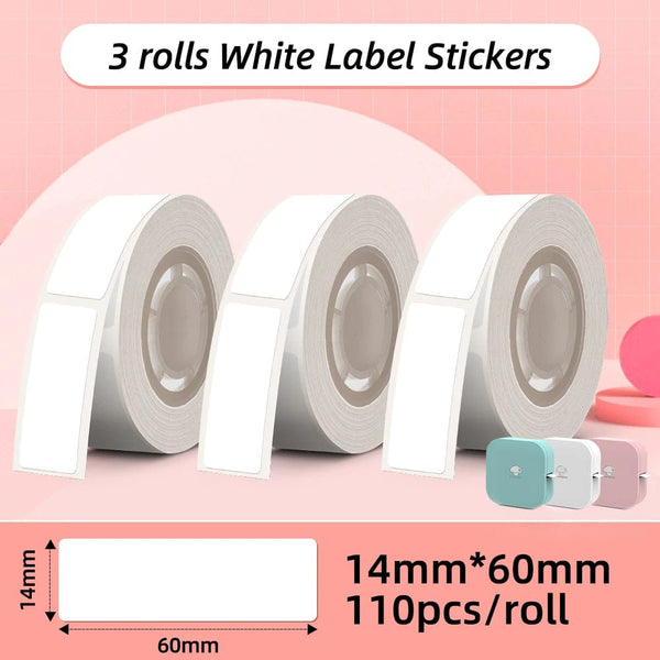 Planet Gates White Label Tape for Phomemo Q30  Printer Paper 3 rolls Label Sticker Paper Roll for Phomemo Labeller Q30 D30 Label Printer