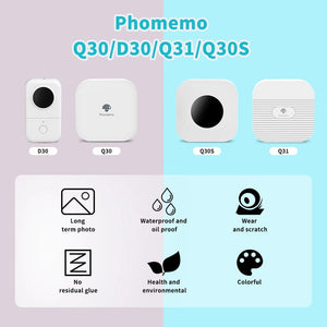 Planet Gates White Label Tape for Phomemo Q30  Printer Paper 3 rolls Label Sticker Paper Roll for Phomemo Labeller Q30 D30 Label Printer