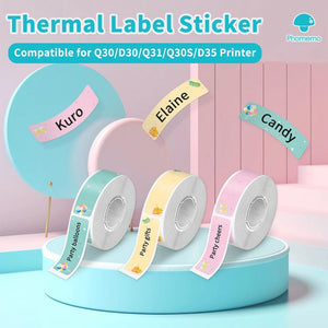 Planet Gates White Label Tape for Phomemo Q30  Printer Paper 3 rolls Label Sticker Paper Roll for Phomemo Labeller Q30 D30 Label Printer