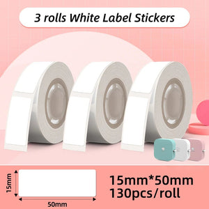 Planet Gates White Label Tape for Phomemo Q30  Printer Paper 3 rolls Label Sticker Paper Roll for Phomemo Labeller Q30 D30 Label Printer
