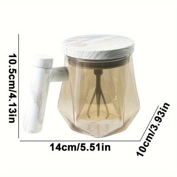 Planet Gates White Lid + Brown Bottle 1pc, 400ML Electric Self Stirring Coffee Mug Portable Glass Mug High Speed Self Stirring Coffee Mixing Cup For Dining Rooms Gyms Parks School