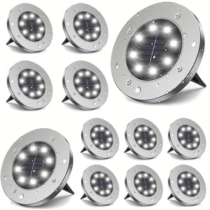 Planet Gates White Light / 12 Pcs 4/8/12 Pack Solar Floor Lamp, Outdoor Waterproof Landscape Lights, 8 LED Solar Ground Lights, Solar Disk Lights, Waterproof Garden In-Ground Pathway Lights, Landscape Lawn Lighting, For Pathway Yard Walkway Patio Lawn