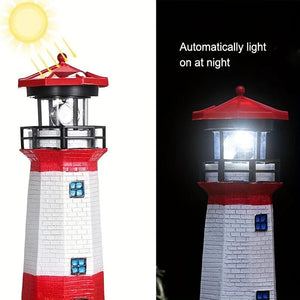 Planet Gates White Light / 1pc 1pc Outdoor Solar Lighthouse Light, Otating Lamp Solar Garden Lights, Lighthouse Shape Solar LED Light, Garden Fence Yard Outdoor Decoration, Smart Sensor Beacon Rotating Beam Lamp, Sensor Rotating Lamp,