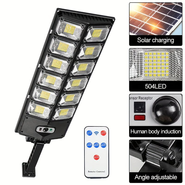 Planet Gates White Light 1pc 504LED solar induction street lamp, Strong Light Double Row Sensor Light, Waterproof And Sunproof, Commonly Used In Outdoor Courtyards, Gardens, Courtyards, Streets, And Walkways