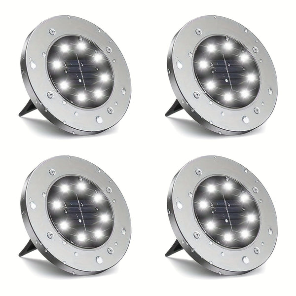 Planet Gates White Light / 4 Packs 4/8pcs LED Ground Spot Solar Lights, Outdoor Landscape Lights, Solar Disk Lights, Garden In-Ground Pathway Lights Landscape Lawn Lighting, Solar Energy Floor Lamp, 8 LED Solar Ground Lights, For Pathway Yard Walkway Patio