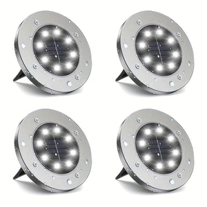 Planet Gates White Light / 4 Packs 4/8pcs Solar Outdoor Lights, 8 LED Solar Ground Lights, Landscape Lights, Solar Disk Lights, Solar Energy Floor Lamp, Garden In-Ground Pathway Lights, Landscape Lawn Lighting, For Pathway Yard Walkway Patio Lawn