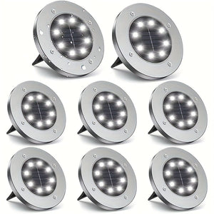 Planet Gates White Light / 8 Packs 4/8/12 Pack Solar Floor Lamp, Outdoor Waterproof Landscape Lights, 8 LED Solar Ground Lights, Solar Disk Lights, Waterproof Garden In-Ground Pathway Lights, Landscape Lawn Lighting, For Pathway Yard Walkway Patio Lawn