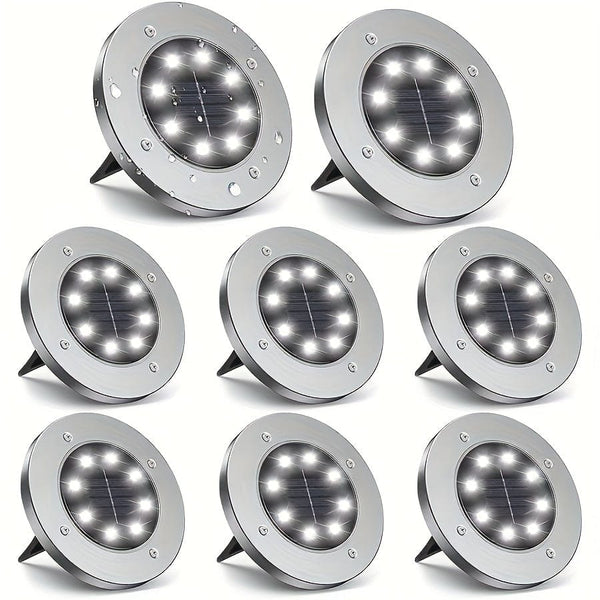 Planet Gates White Light / 8 Packs 4/8/12 Pack Solar Floor Lamp, Outdoor Waterproof Landscape Lights, 8 LED Solar Ground Lights, Solar Disk Lights, Waterproof Garden In-Ground Pathway Lights, Landscape Lawn Lighting, For Pathway Yard Walkway Patio Lawn