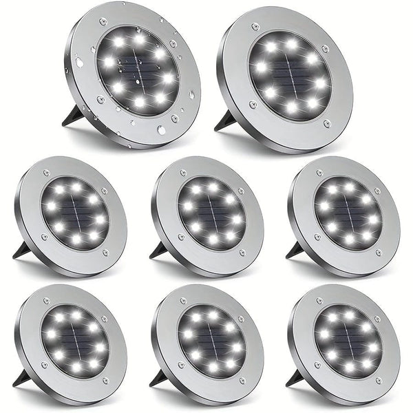 Planet Gates White Light / 8 Packs 4/8pcs LED Ground Spot Solar Lights, Outdoor Landscape Lights, Solar Disk Lights, Garden In-Ground Pathway Lights Landscape Lawn Lighting, Solar Energy Floor Lamp, 8 LED Solar Ground Lights, For Pathway Yard Walkway Patio