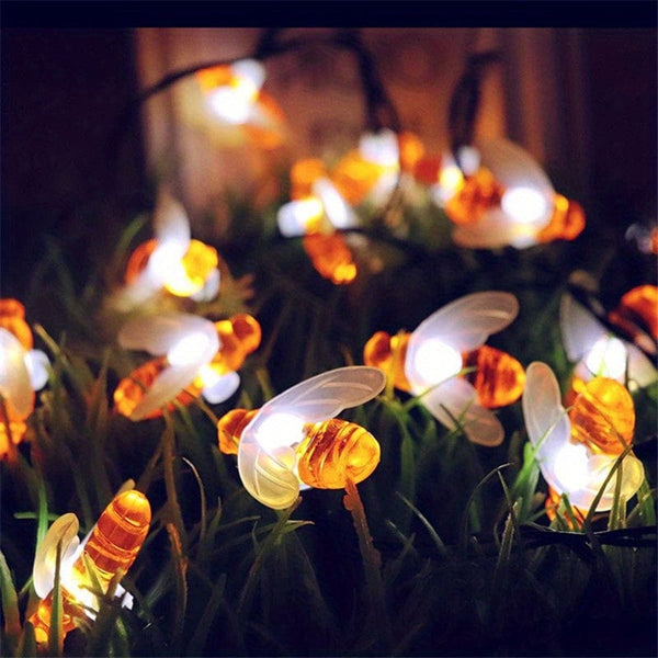Planet Gates White Lights / 5M 20LED 1pack Solar Cute Honey Bee String Lights, Led String Fairy Light, 5M 20LED, Bee Outdoor Garden Fence Patio Christmas Garland Lights