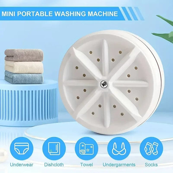 Planet Gates White Mini Washing Machine USB Ultrasonic Rotating Turbine Washing Machine For Socks Underwear Wash Dishes Travel Home RV Apartment