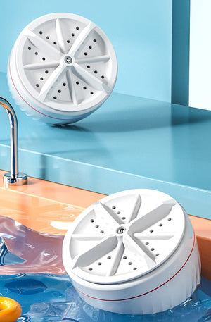 Planet Gates White Mini Washing Machine USB Ultrasonic Rotating Turbine Washing Machine For Socks Underwear Wash Dishes Travel Home RV Apartment