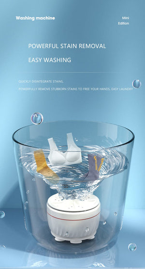 Planet Gates White Mini Washing Machine USB Ultrasonic Rotating Turbine Washing Machine For Socks Underwear Wash Dishes Travel Home RV Apartment