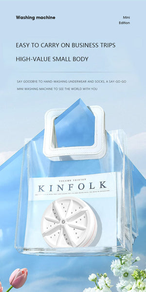 Planet Gates White Mini Washing Machine USB Ultrasonic Rotating Turbine Washing Machine For Socks Underwear Wash Dishes Travel Home RV Apartment