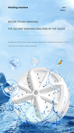 Planet Gates White Mini Washing Machine USB Ultrasonic Rotating Turbine Washing Machine For Socks Underwear Wash Dishes Travel Home RV Apartment