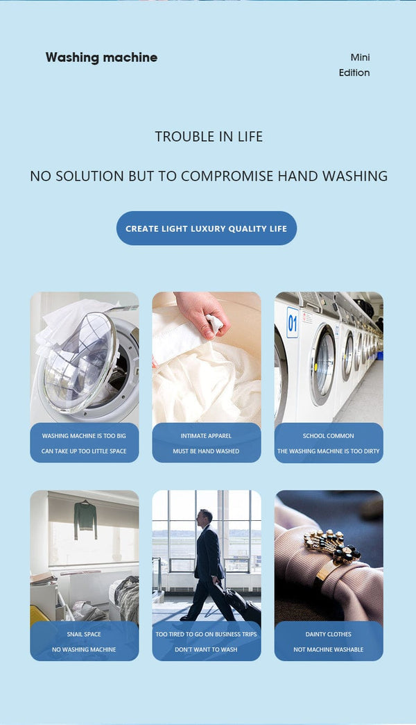 Planet Gates White Mini Washing Machine USB Ultrasonic Rotating Turbine Washing Machine For Socks Underwear Wash Dishes Travel Home RV Apartment