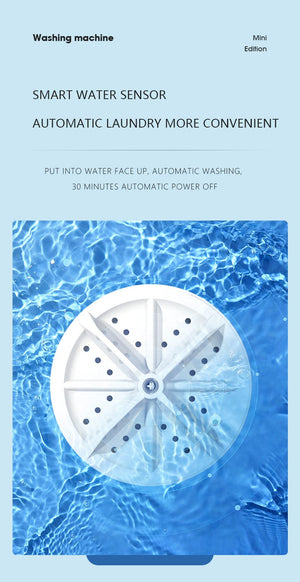 Planet Gates White Mini Washing Machine USB Ultrasonic Rotating Turbine Washing Machine For Socks Underwear Wash Dishes Travel Home RV Apartment