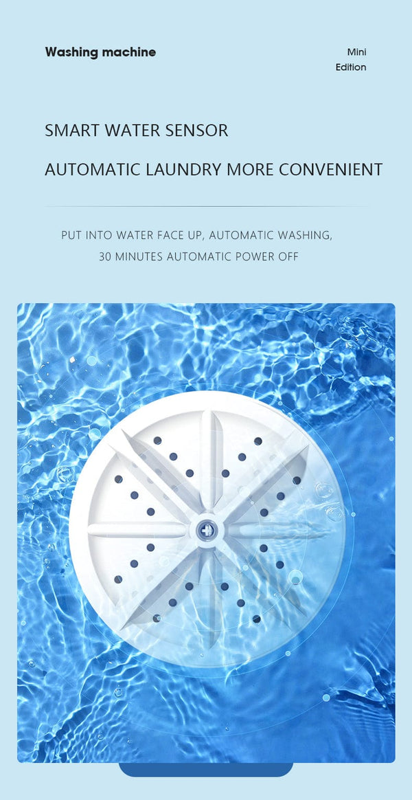 Planet Gates White Mini Washing Machine USB Ultrasonic Rotating Turbine Washing Machine For Socks Underwear Wash Dishes Travel Home RV Apartment
