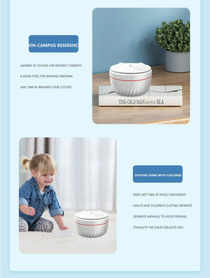 Planet Gates White Mini Washing Machine USB Ultrasonic Rotating Turbine Washing Machine For Socks Underwear Wash Dishes Travel Home RV Apartment