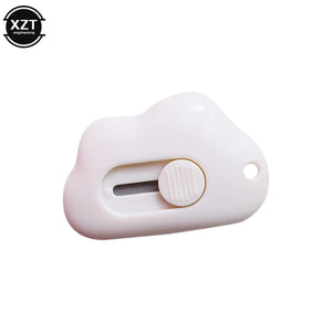 Planet Gates WHITE New 1PC Kawaii Stationery Mini Pocket Cloud Art Utility Knife Box Knife Paper Cutter Craft Wrapping Refillable Blade Office Tool