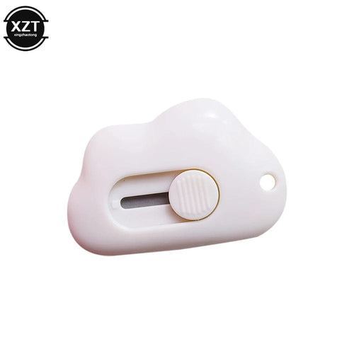 Planet Gates WHITE New 1PC Kawaii Stationery Mini Pocket Cloud Art Utility Knife Box Knife Paper Cutter Craft Wrapping Refillable Blade Office Tool